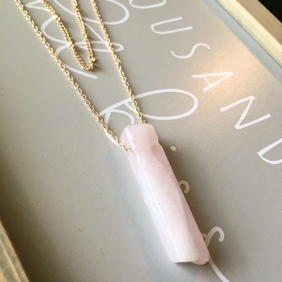Quartz Stone Crystal Blush Pink Layered Necklace - Picture 11 of 12